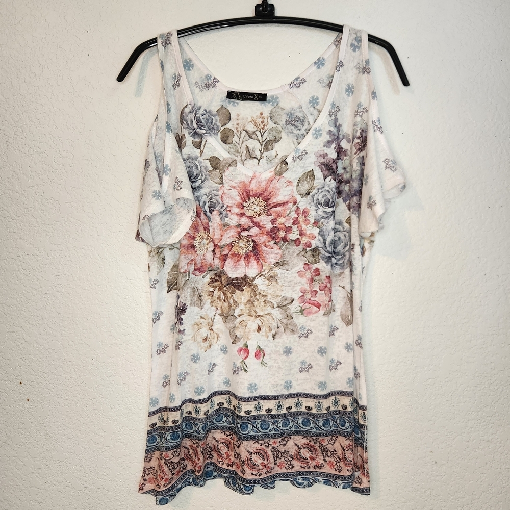 Urban X Floral Print Cold Shoulder Blouse,‎ Size S